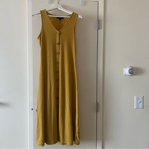 Lu NYC, Ribbed Sleeveless Slip Summer dress, Size Medium, Mustard Yellow